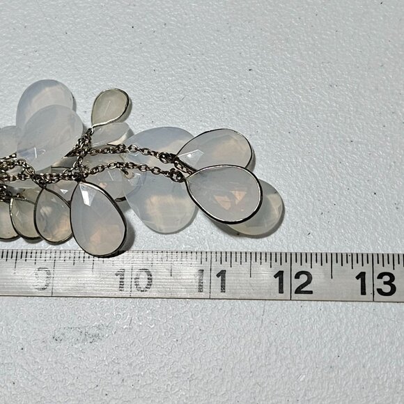 Opal Teardrop Layered Bib Necklace Multi Strand Statement Fashion Jewelry Women - Picture 5 of 5